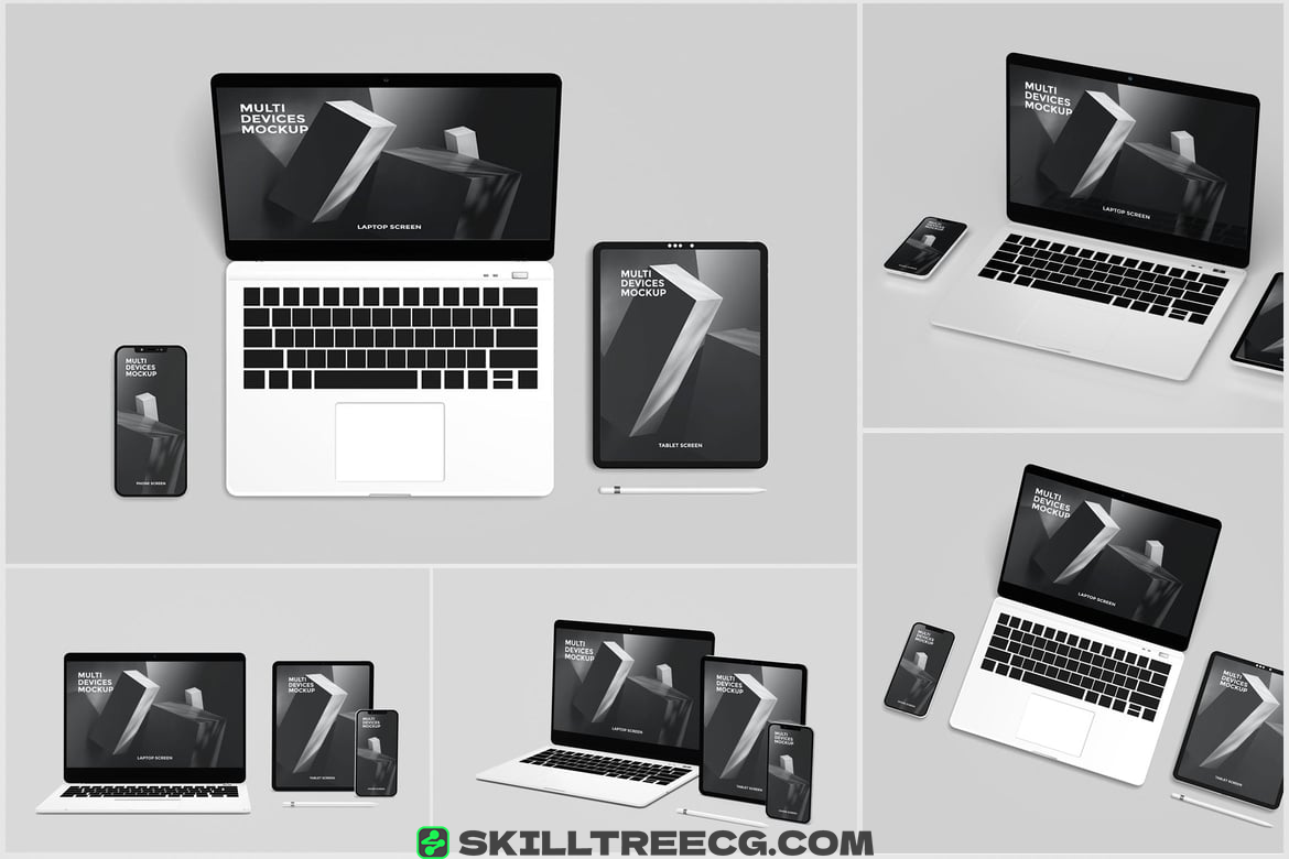 Multi device mockup Phone, Laptop and Tablet（370088）-技能树